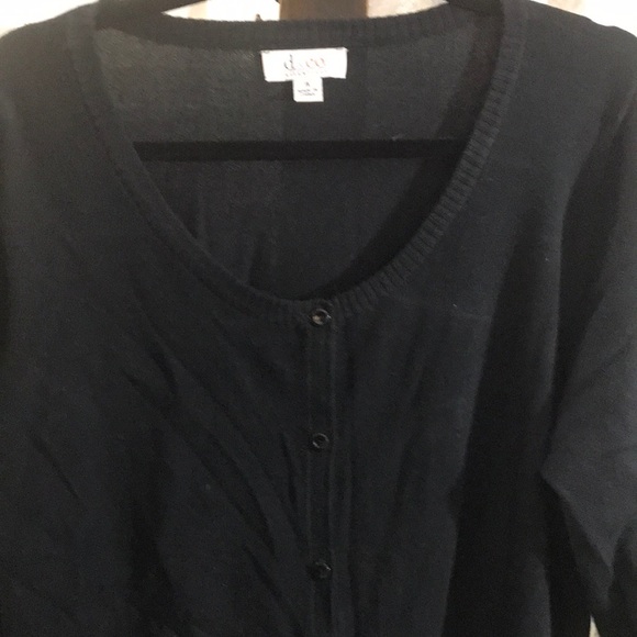 d&co black buttoned down sweater. 1X. Cotton blend - Picture 2 of 7